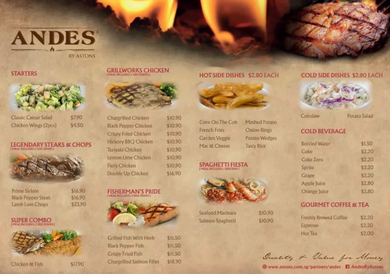 ANDES BY ASTONS MENU