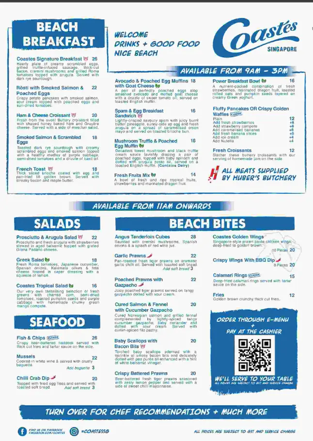 COASTES MENU SINGAPORE