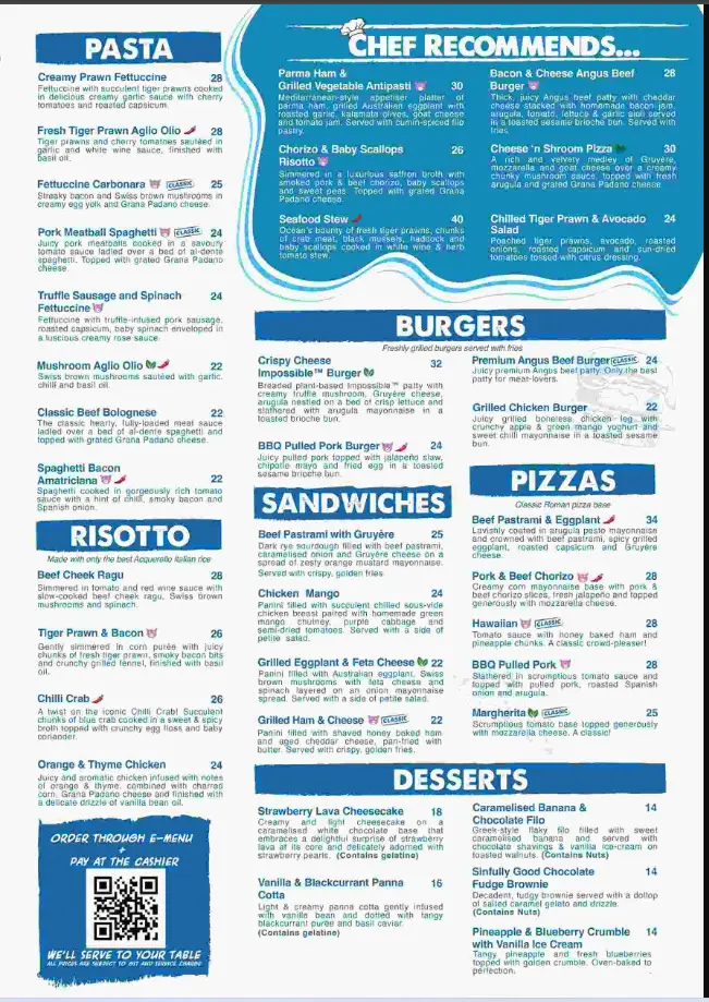 COASTES MENU