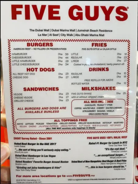 FIVE GUYS MENU SINGAPORE