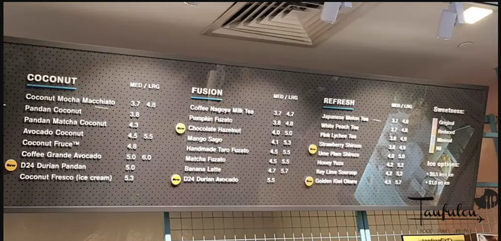 FRUCE MENU SINGAPORE