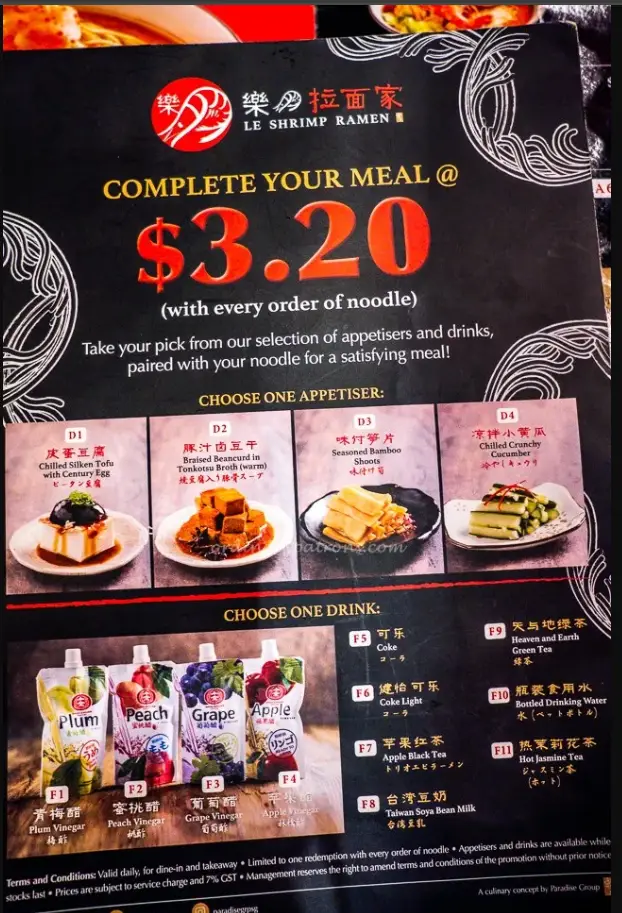 LE SHRIMP RAMEN MENU SINGAPORE