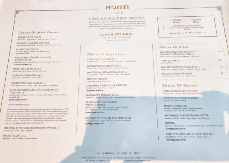 MONTI MENU