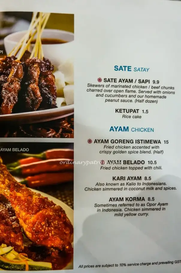 TAMBUAH MAS MENU SINGAPORE