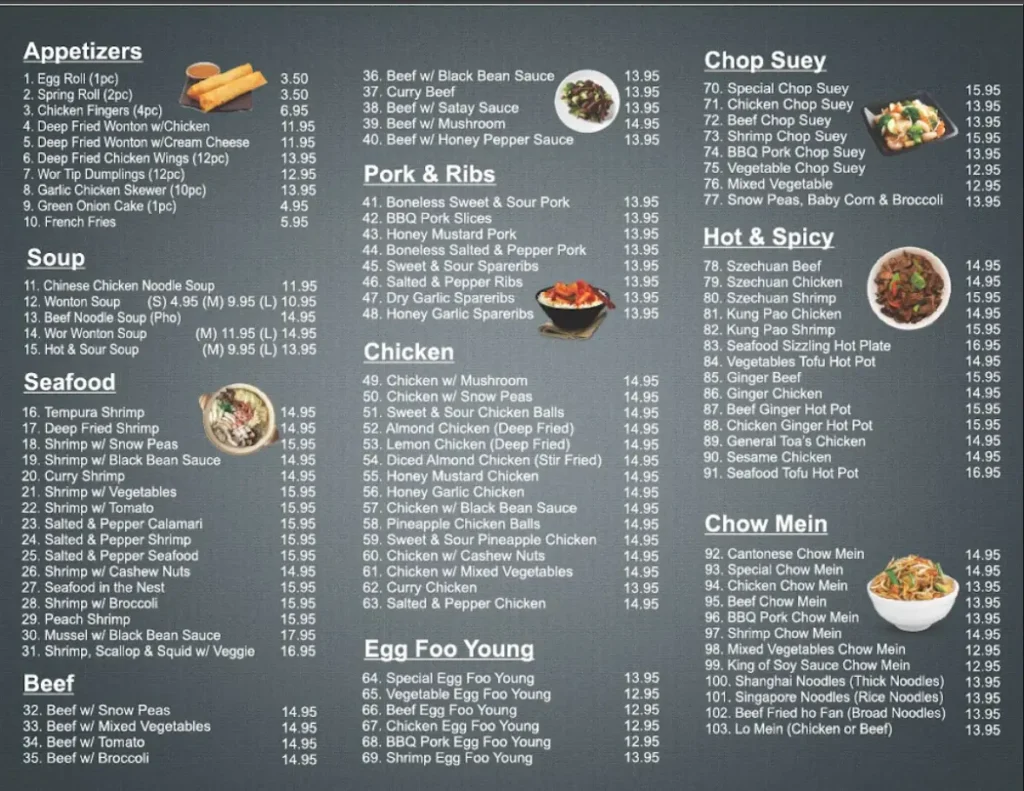 TASTY WOK MENU SINGAPORE