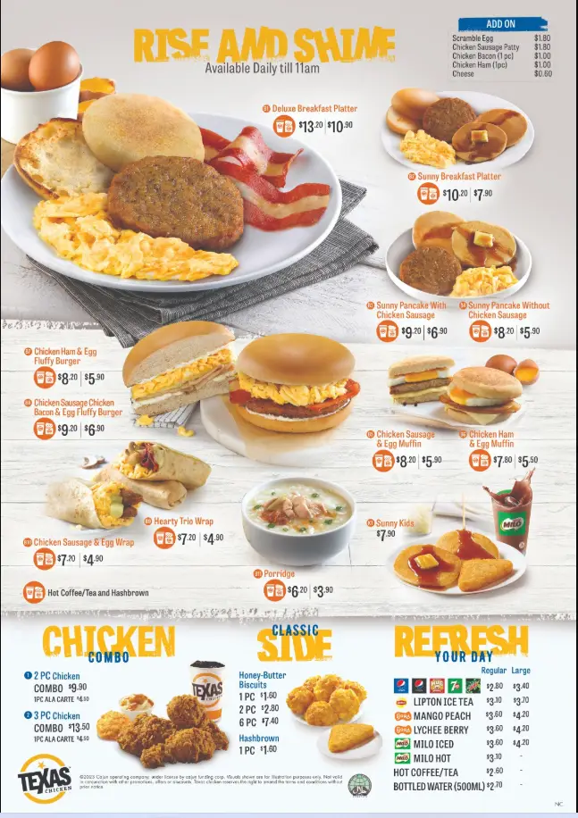 TEXAS CHICKEN MENU