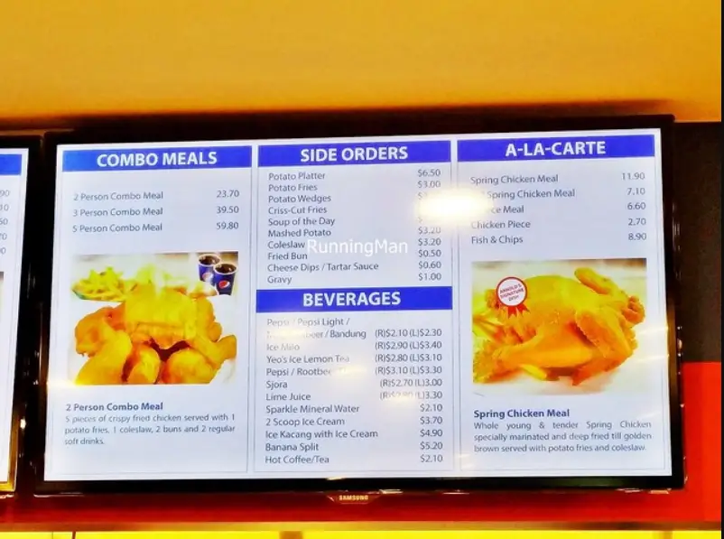 ARNOLDS FRIED CHICKEN MENU SINGAPORE