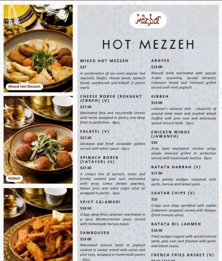 KAZBAR MENU